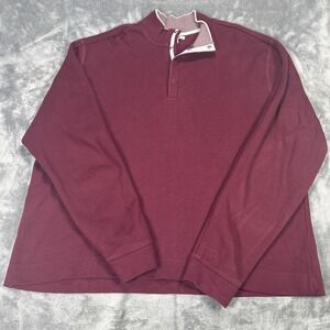 Cutter Buck Sweater Men 3XL Burgundy 1/4 Zip Pima Pullover Sport University Snap